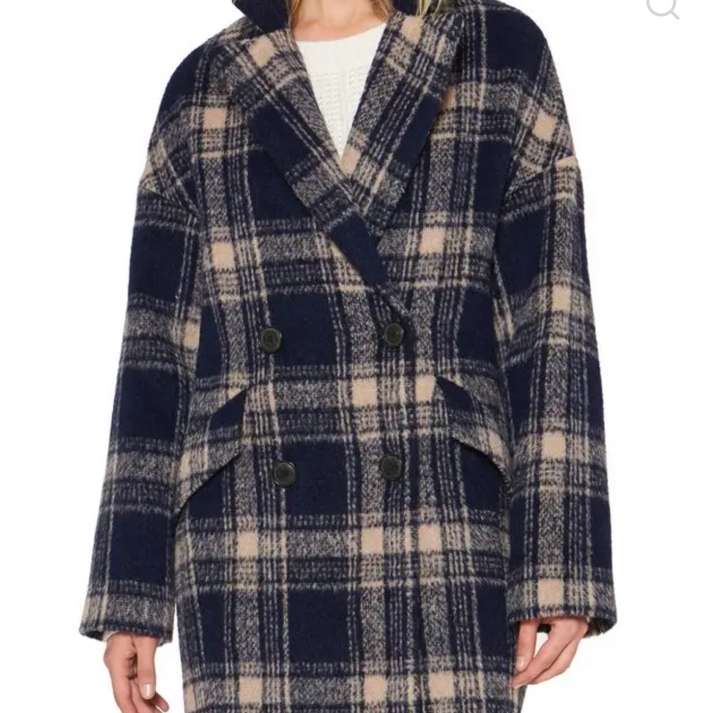 Sanctuary Double Breasted Plaid Coat